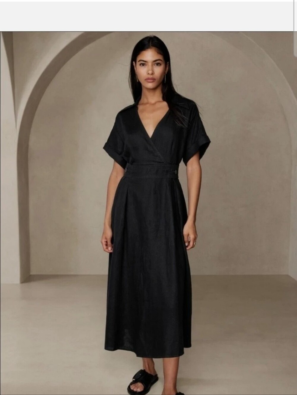 Banana Republic Sedona Linen Black Dress